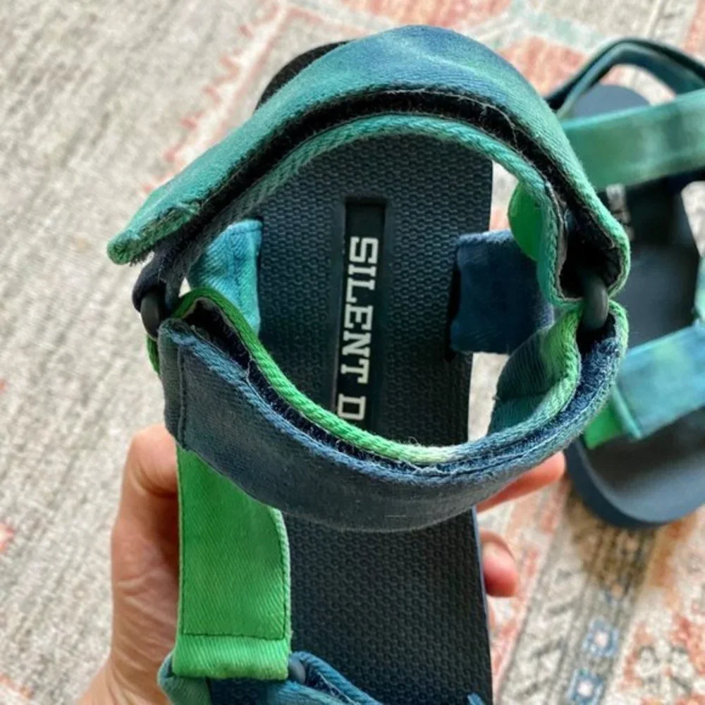 NIB Anthropologie Silent D Morgan Sport Womens Sandals Blue Green Tie-Dye 37